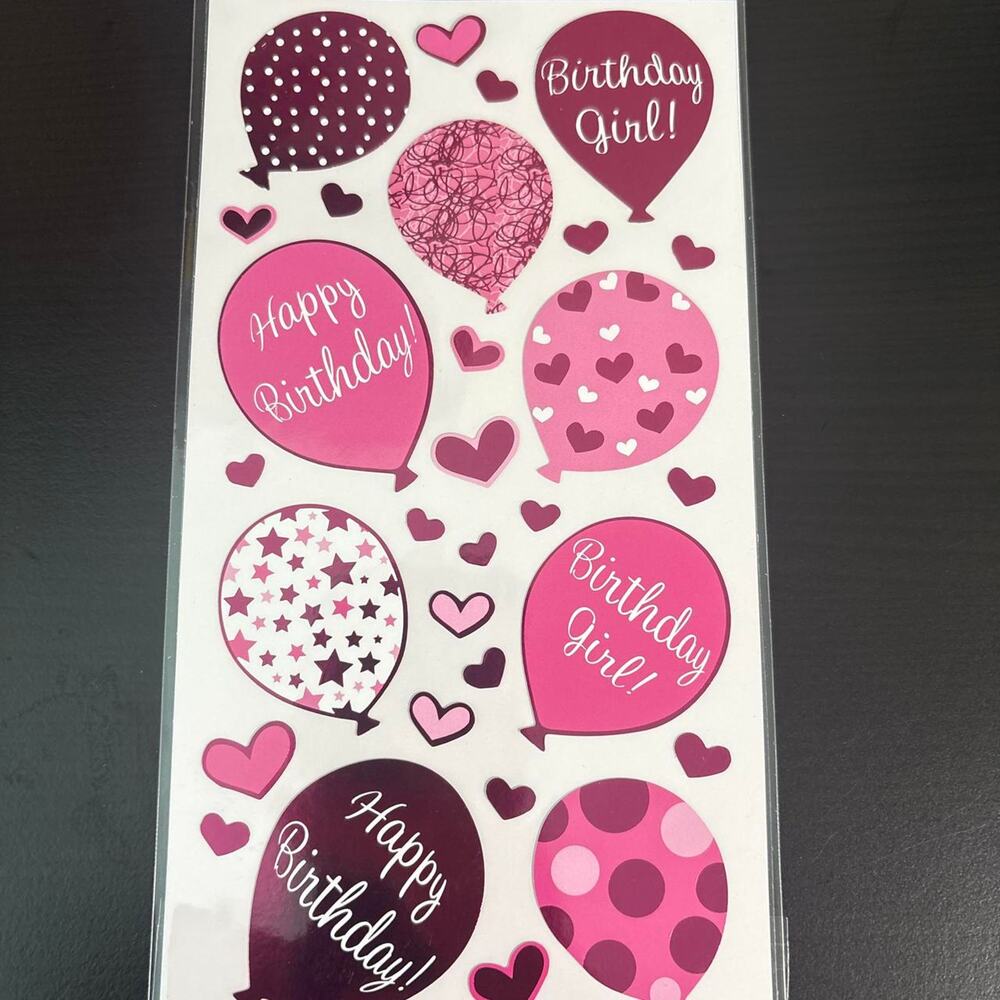 Pink Birthday Girl Stickers -Sticko